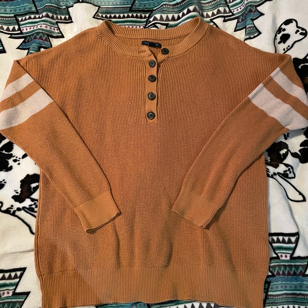 American Eagle Women’s Orange Sweater with Button Detail
